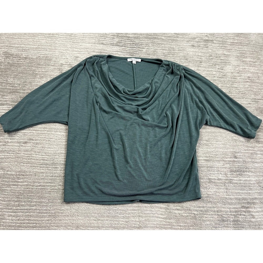 Green Envelope Top Womens Medium Green Cowl Neck Dolman Sleeve GTJ118-MRS Ribbed